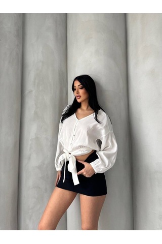 Bağlama Detaylı Gömlek Çok Renkli