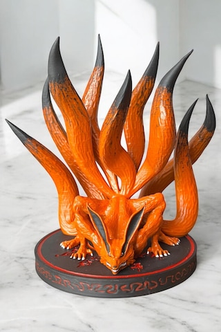 Kurama Kyubi 3d Baskı Koleksiyon Figürü El Boyaması, Naruto Lanetli Mühürlü Anime