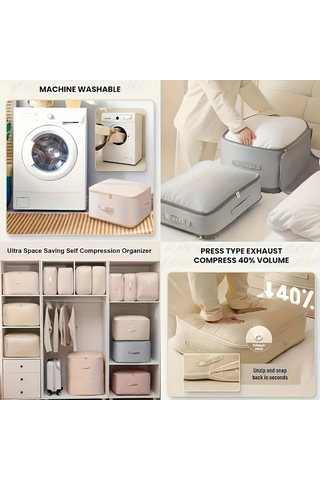 Honeybeeshop Pembe Ekstra Buyuk Kapasiteli Ev Tipi Kompresyon Saklama Cantasi Giysi Yorgan Duzen