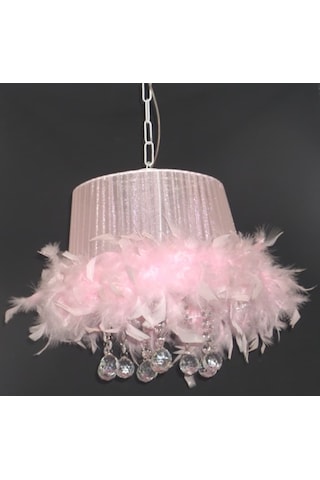 Pembe Tüylü Taşlı Yatak Odası Avizesi