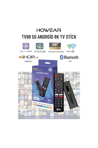 Wearfitpro Tv98 5g Android 8k Tv Stick Akıllı Tv Dönüştürücü Dual Wifi Bluetooth Destekli Tv Stick