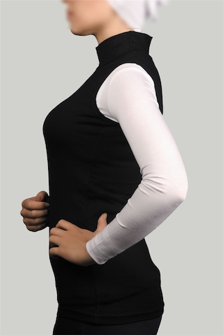 Altobeh Sıfır Kol Balıkçı Yaka Boğazlı Likralı Penye Kadın Body - Siyah