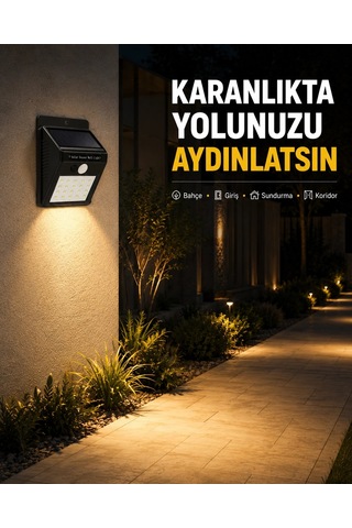 Mey İthalat Enerji Tasarruflu Ve Otomatik Sensörlü Led Güneş Işığı Dış Mekan Uyumlu Çok Renkli