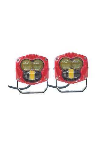 Offroad Sis Lambası Sarı-beyaz Set Kırmızı Çerçeve 7.3 X 6.8 X 6.8 Cm 12-30v / Lass369-1