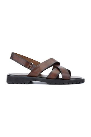 Sandals Factory Erkek Hakiki Deri Kahverengi Düz Sandalet 741 M7926 Erk Sndlt Y24 Brown Kahverengi
