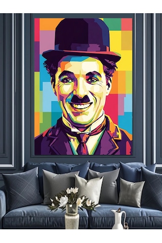 Charlie Chaplin Ünlü Portre Dekoratif Kanvas - Mdf Ahşap Tablo