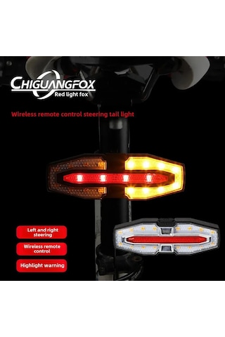 Youtek Usb Şarjlı Akıllı Kumanda Farenin Lambası, Sinyal Ve Fren Led Işığı, Su Geçirmez, Motorlar İçin Gece Kullanımı Uyarı Sireni Siyah 5510