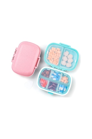 Vkemall Günlük İlaç Organizatörü - 8 Bölmeli Seyahat İlaç Kutusu 2 Adet