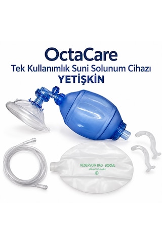 Octacare Yetişkin Tek Kullanımlık Ambu Resüsitatör Suni Solunum Cihazı Manuel Ventilasyon Seti 1 Adet