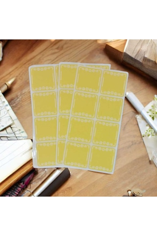 Store 100 Adet Çiçek Motifli Dekoratif Kare Sarı Etiket Sticker 3.9cm X 3.9cm Çok Renkli