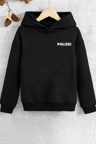Çocuk Polızeı Baskılı Sweatshirt Siyah