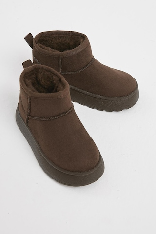 Tonny Black Kalın Poli Taban İçi Kürklü Süet Görünümlü Çocuk Unisex Kahve Günlük Bot Tbsz015 Kahve