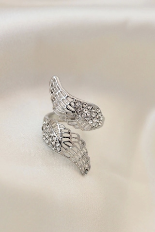Ayarlamalı Silver Renk Metal Zirkon Taşlı Kanat Yüzük - Tj-byk2033 Çok Renkli
