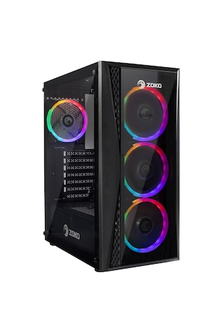 Zoko Melody-X 4X12 CM Auto Rainbow Fanlı Temper Camlı Oyuncu Bilgisayar Kasası