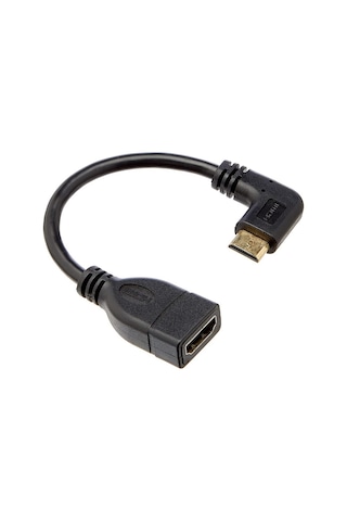 90 Derece Mini Hdmi Çevirici Mini Hdmi Erkek Hdmi Dişi 15 Cm Siyah