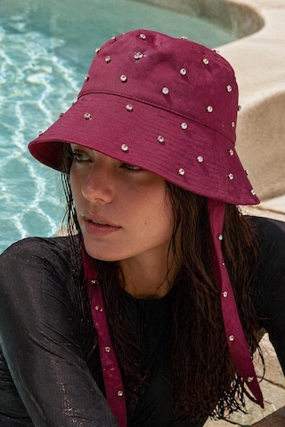 Remsa Mayo Remsa Taş Detaylı Bağlamalı Bucket Şapka Rşbuc-04 Bordo Bordo01