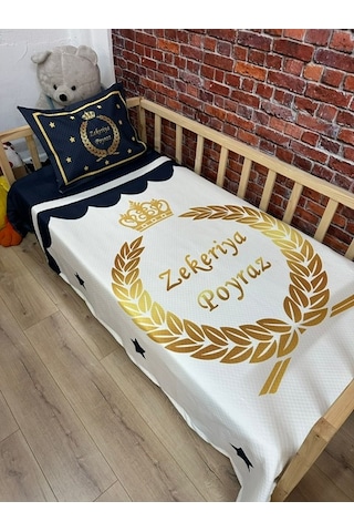 İsimli Kral Taç Model Dijital Baskı Kapitone Pike Takımı
