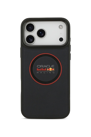 Apple Uyumlu iPhone 17 Pro Max Kılıf Redbull Lisanslı M-safeli Kırmızı Halka Ve Logo Kabartma Pu Deri Kapak Siyah Siyah