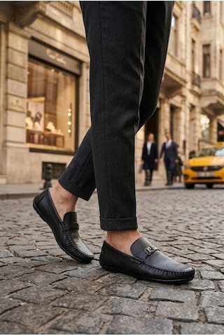 Pierre Cardin 90305 Rahat Esnek Hakiki Deri Erkek Loafer Ayakkabı Siyah