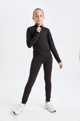 Defacto Kız Çocuk Basic Düz Fermuarlı Cepli Dik Yaka Siyah Hırka D2758A824AUBK81 Siyah