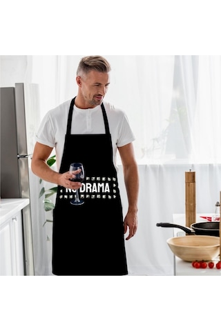No Drama Mutfak Önlüğü Keten Kumaş, Uluslararası Yıkama Ve Solmama Sertifikası Çok Renkli