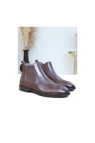 Konfores 1355 Anatomik Tabanlı Hakiki Deri Erkek Klasik Bot - Nkt Kahverengi