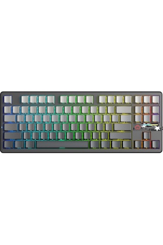 Aula F87 Pro V2 Mekanik Rgb Tkl Graywood V4 Switch Kablosuz Makrolu Hot Swap Klavye Gradyan Gri