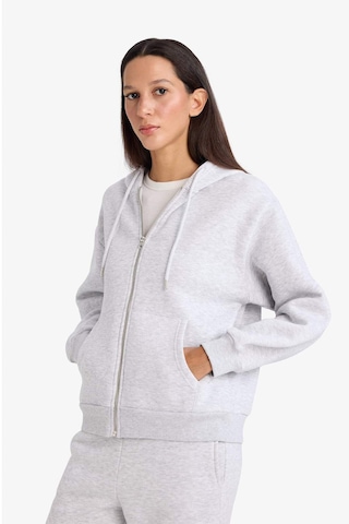 Defacto Relax Fit Kapüşonlu Basic Düz Kalın Fermuarlı Sweatshirt C1809ax26spgr93 Gri-gr93