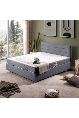 Sofia Çift Kişilik Baza Başlık Letto Yatak Seti - Gri 150 x 200