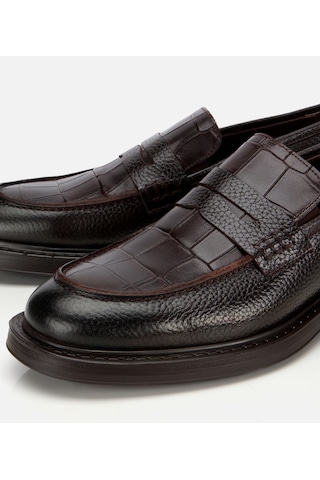 Hotiç Erkek Deri Kahverengi Kroko Detaylı Klasik Loafer 02ayh315320a480 02ayh315320a480 Kahverengi