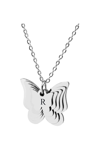 Silver Renk Kelebek Tasarım Aile Temalı En Fazla 5 Plaka - 5 İsim Kişiye Özel Çelik Kadın Kolye Gümüş