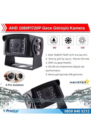 Ahd 1080p/720p Büyük Gece Görüşlü 4 Pin Soketli Kamyon Tır Otobüs Kamerası