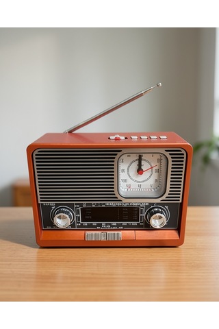 Ktf 1647 Nostaljik Radyo, Saatli Fenerli Bluetooth Usb Tf Kartlı