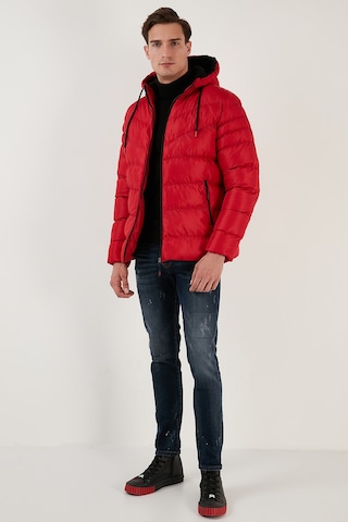Buratti Peluş Astarlı Kapüşonlu Fermuarlı Slim Fit Şişme Erkek Mont 5762010 Kırmızı