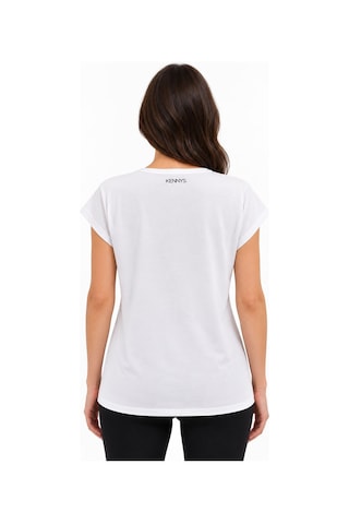 Neden Tekstil V Yaka Kadın Beyaz Basic T-shirt