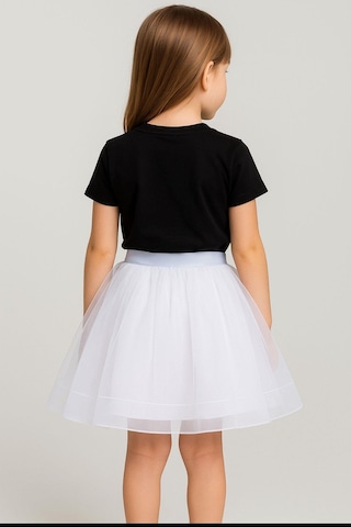 Gala Kız Çocuk Beli Lastikli Tütülü Etek Beyaz