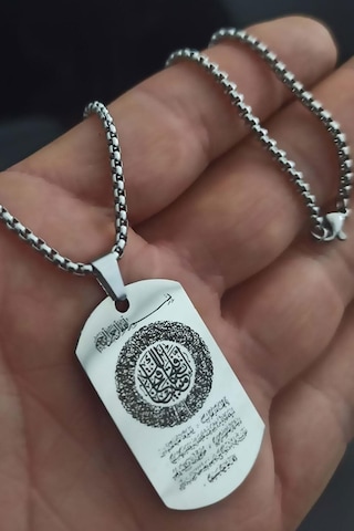 Vog Fetih Süresi Erkek Paslanmaz Çelik Kolye Zincir Beyaz