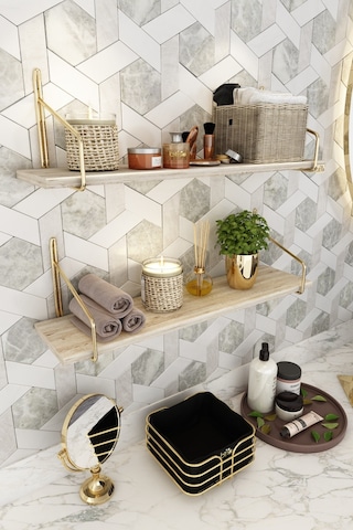 Bino Banyo Rafı Gold Paslanmaz, Banyo Düzenleyici, Banyo Mutfak Organizeri, Organizer 2'li Set