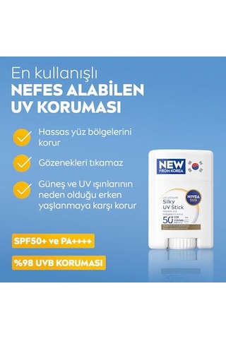 Nıvea Sun Spf50+ Yüksek Güneş Korumalı Kore Stick Yüz Güneş Kremi 15 Gr,hassas Yüz Bölgeleri,kokusuz Formül,makyaj Altına Uygulanabilir,cep Boy