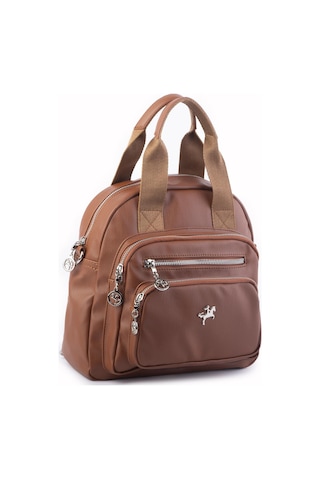 Nas Bag Kadın Çok Gözlü Dönüştürülebilir El Omuz Ve Sırt Çantası Taba Yıkamalı En : 28 Cm Boy :25c M Çok Renkli