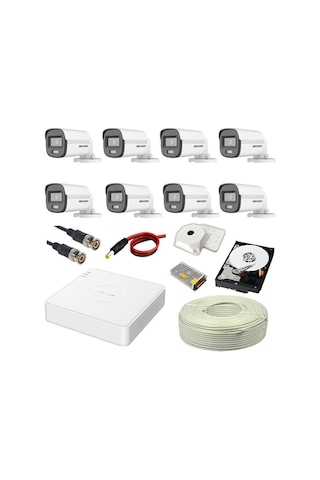 Hikvision Colorvu 8li 2mp Set Gece Renkli Sesli Görüntü 1tb Hdd