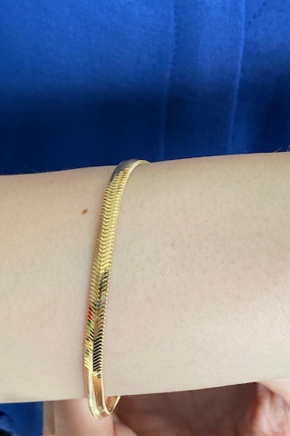 Zümrüt Sarraf 14 Ayar Yeşil Altın Kadın Tondo Ezme Zincir Bilekli Sarı Altın