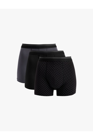 Koton Pamuklu Regular Fit 3'lü Boxer Seti Antrasit Desenli 6wlm90019mk Antrasit Desenli