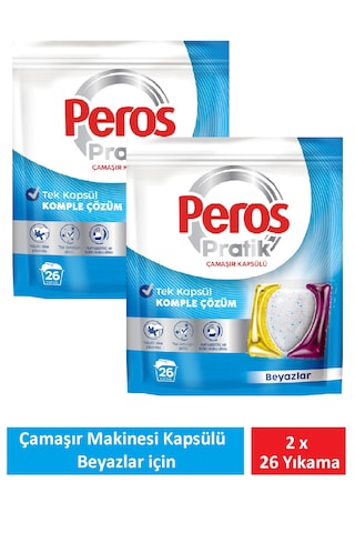 Peros Pratik Matik Çamaşır Deterjanı Kapsülü - Tableti 56 Adet Beyazlar 2pk 26 Set