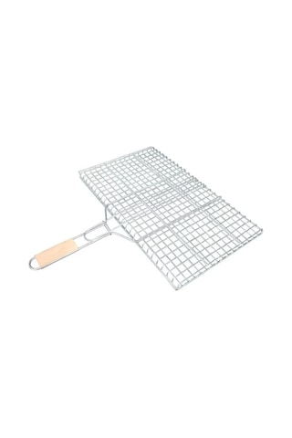 Ahşap Saplı Mangal Izgarası Galvanizli Paslanmaz Kafes Demir 25 X 40 Cm Mudanis