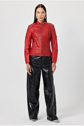 Eugenia Kırmızı Kadın Deri Mont 001