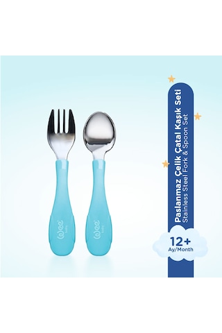 Paslanmaz Çelik Kaşık Çatal Seti Mavi