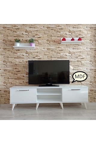 Mobilyasepeti Mobilya Sepeti ( Ms 80 ) Mdf Tv Ünitesi Dolabı,Raflı,Beyaz