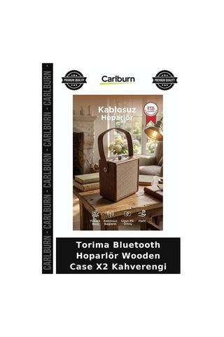 Özel Üretim Torima Bluetooth Hoparlör Wooden Case X2 Kahverengi Salon Seyahat Ses Sistemi