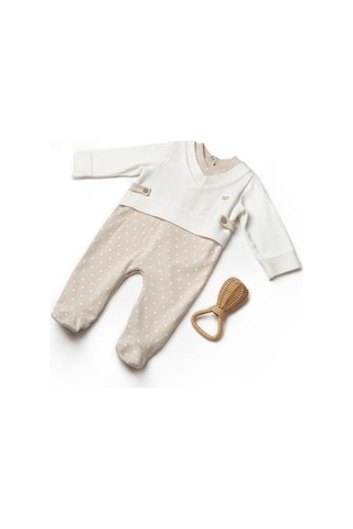 BabyCosy Organic Wear Babycosy Organik Tulum Patikli Ekru - Vizon Bej - Ekru